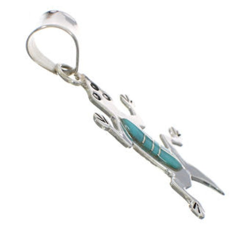 Genuine Sterling Silver Turquoise Lizard Pendant TX28854